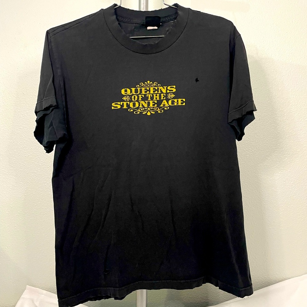 VTG Giant tag distressed black Queens of the Stone Age graphic band tee sz M